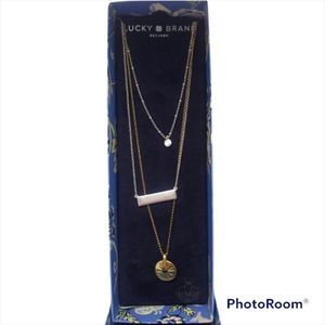 NWT Lucky Brand Gift Boxed Gold Silver Layered Necklace